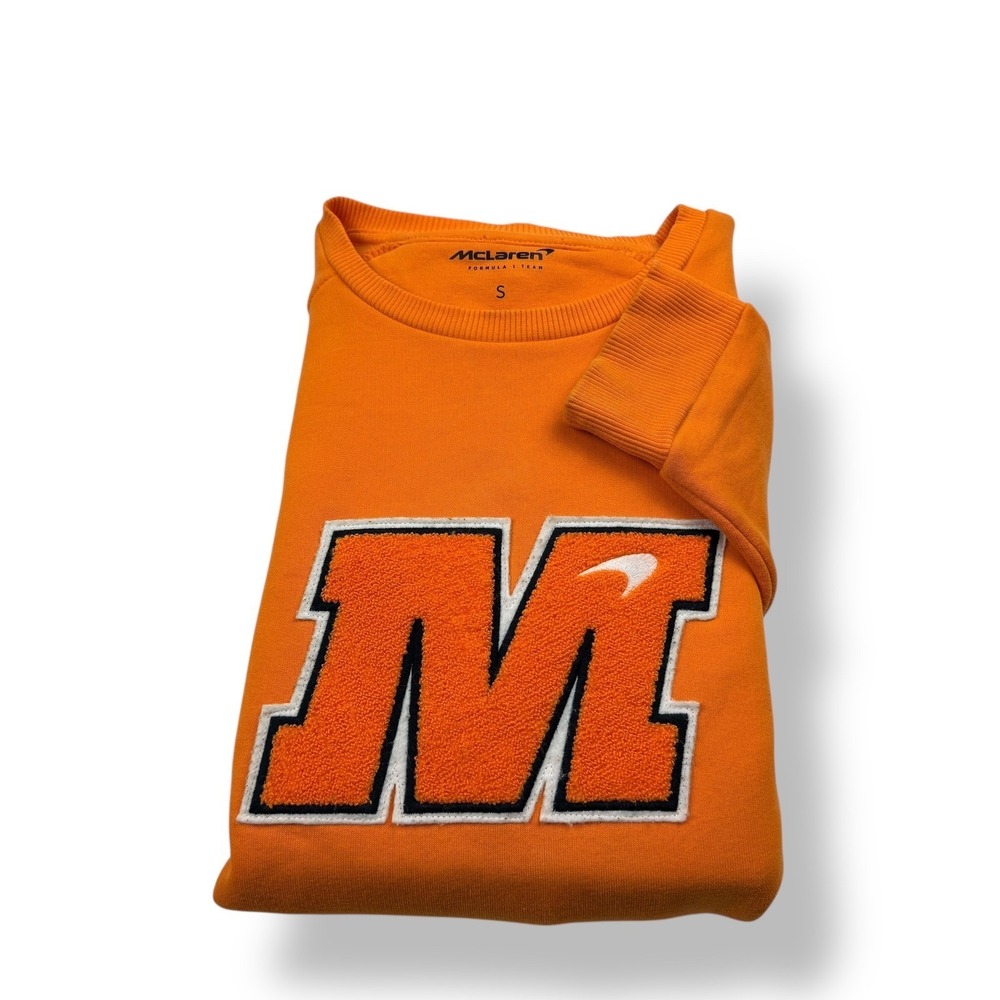 McLaren Formula 1 Team Orange Embroidered Logo Crewneck Sweatshirt Men's Size‎ S
